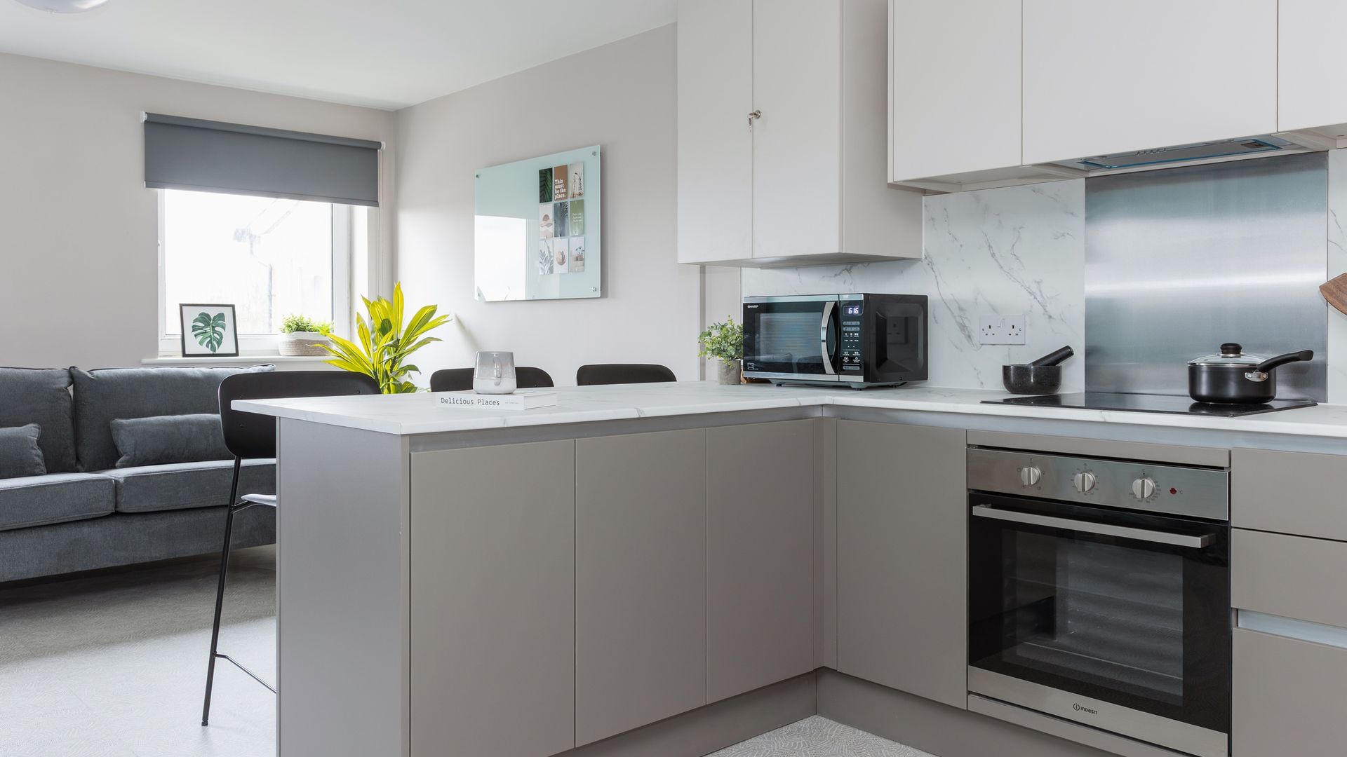 A large, open kitchen and living space