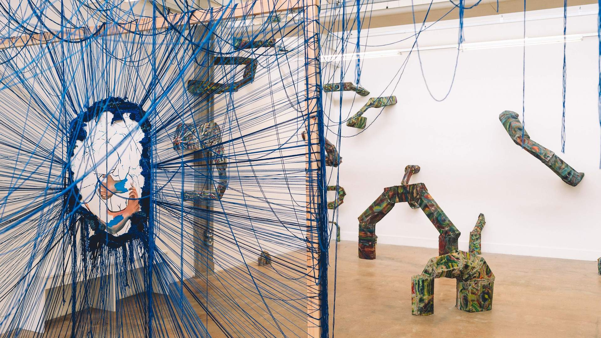 Large string artwork in an open art space