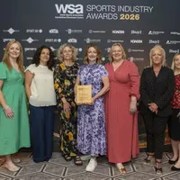 The team from Cardiff Met accepting their award at the WSA Sports Industry Awards 2026.