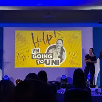 The team from Cardiff Met on stage at the 2026 HELOA Awards.