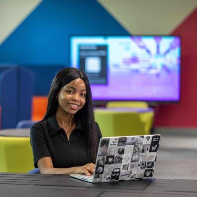 Data Science student with laptop