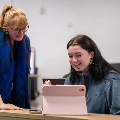 Sociology and Social Policy lecturer with student