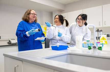 Lecturer and students in Pathology Simulation Laboratory at Allied Clinical Health Hub