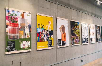 A row of Cardiff School of Art and Design posters