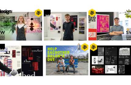 A montage of graphic design work.
