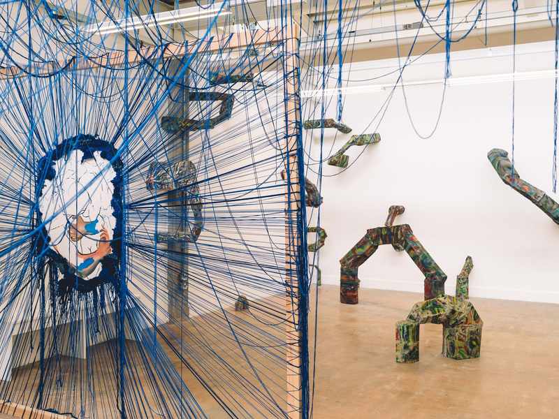 Large string artwork in an open art space