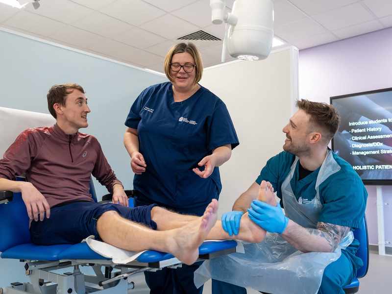 Podiatry lecturer and student in Allied Clinical Health Hub