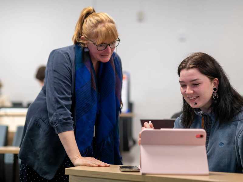 Sociology and Social Policy lecturer with student