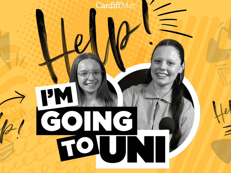 I'm Going To Uni background with 2 young girls smiling