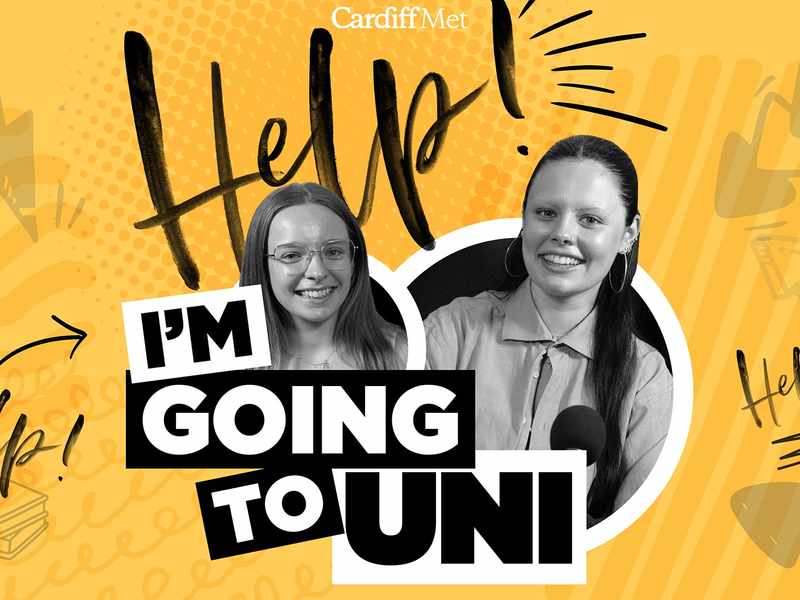 I'm Going To Uni background with 2 young women smiling