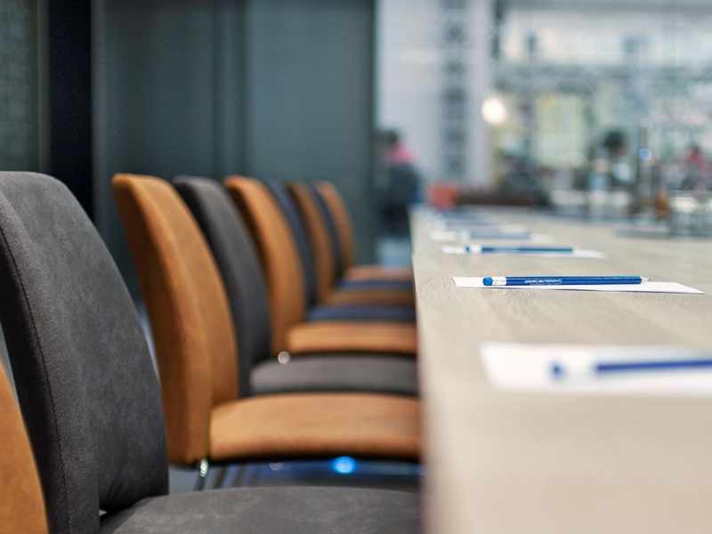 Conference tables and chairs closeup