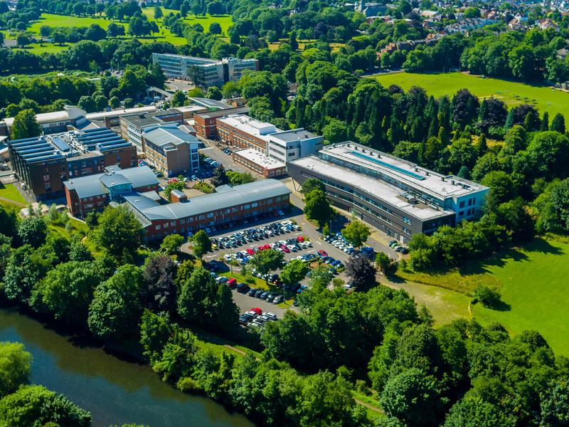 Aerial view of the Llandaff Campus and surrounding green areas