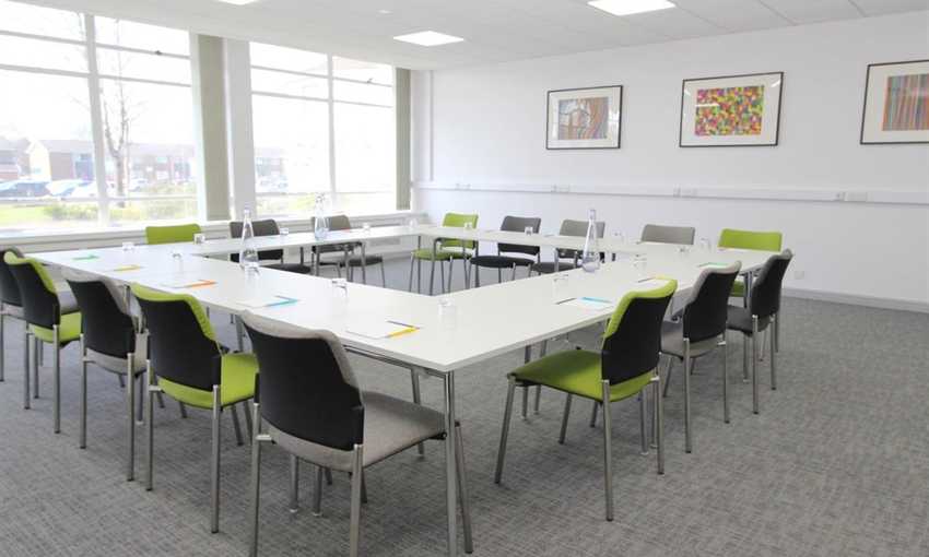 Wide view of conference room at Cardiff Metropolitan University