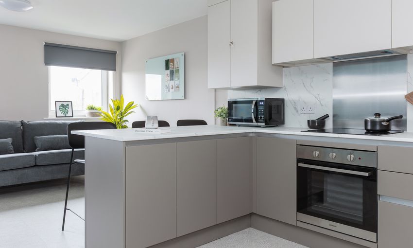 A large, open kitchen and living space