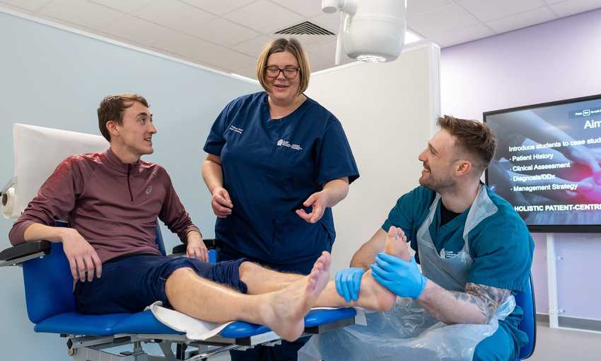 Podiatry lecturer and student in Allied Clinical Health Hub
