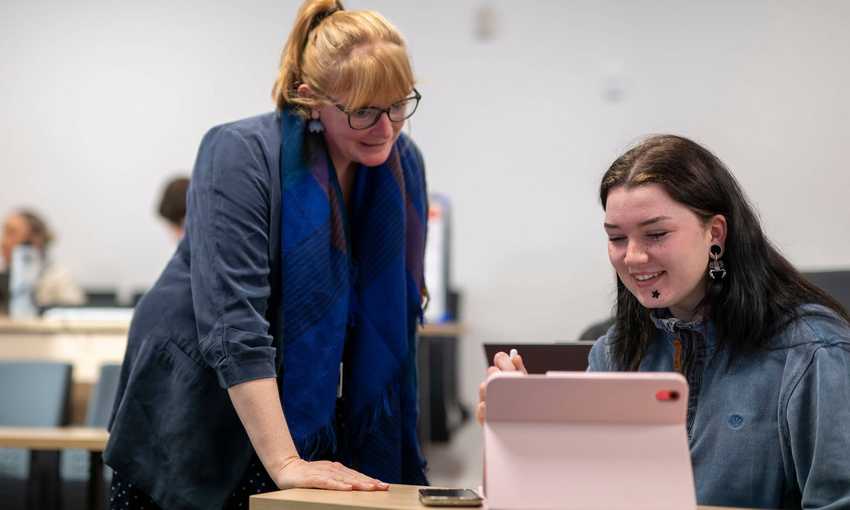 Sociology and Social Policy lecturer with student