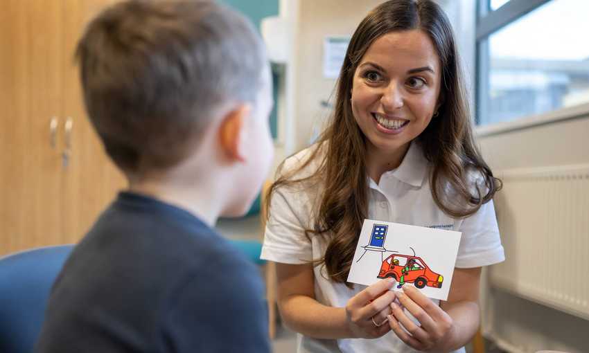 Speech and Language Therapy student with child patient