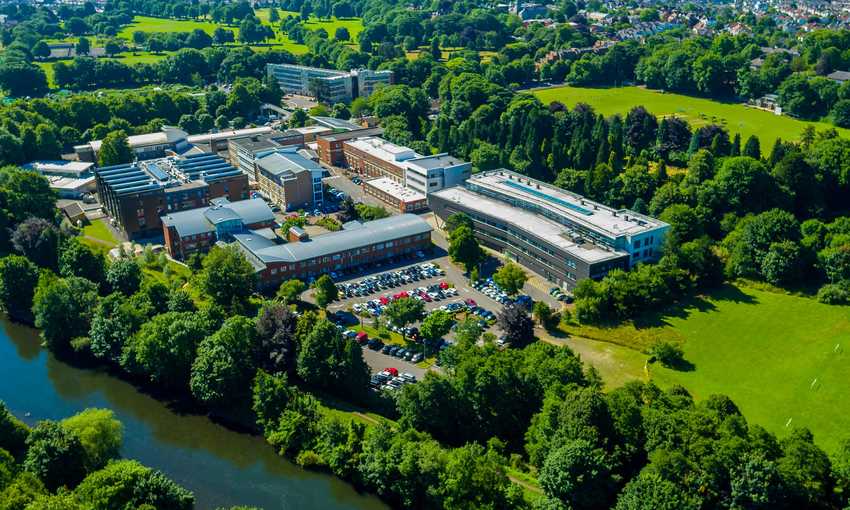 Aerial view of the Llandaff Campus and surrounding green areas