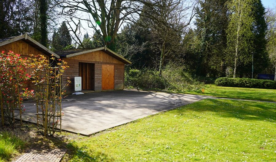 Wooden sheds on Cardiff Met campus