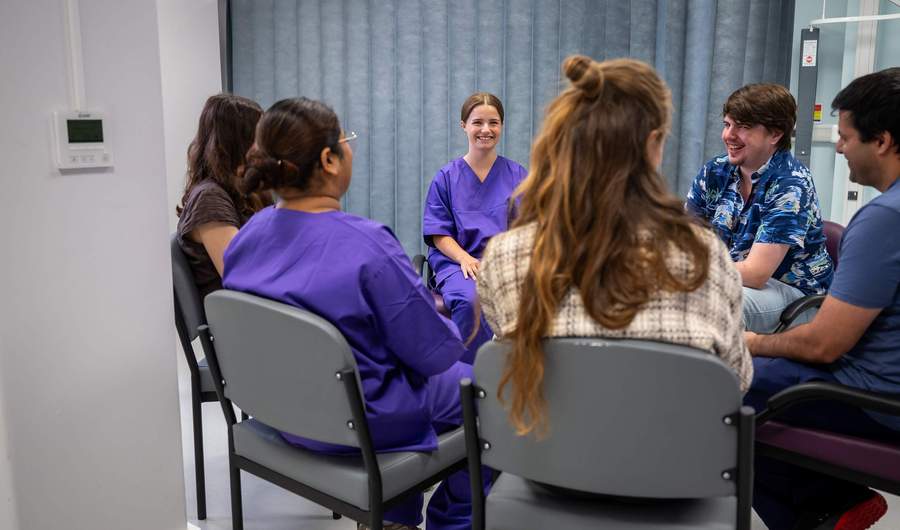 Nursing students in group discussion
