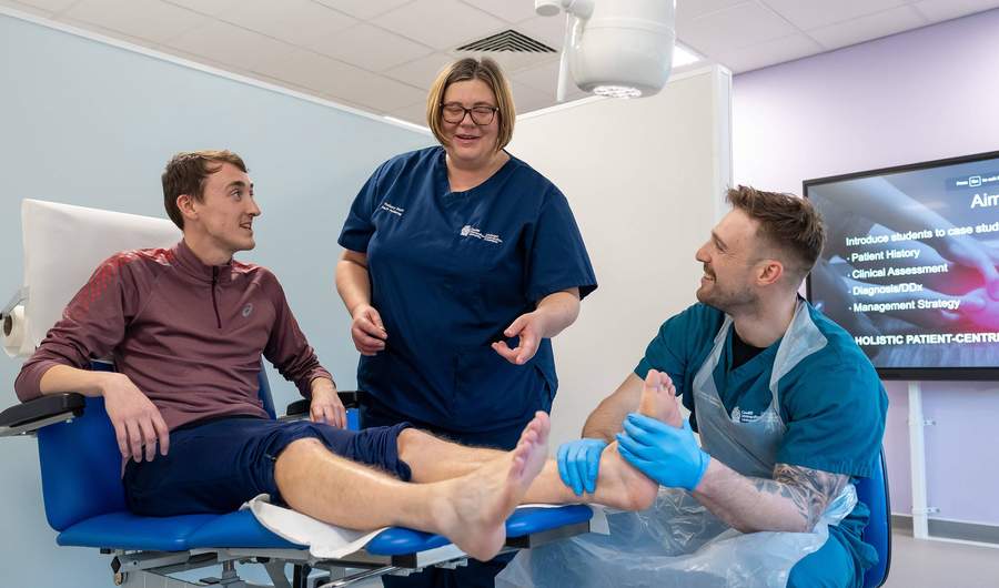 Podiatry lecturer and student in Allied Clinical Health Hub