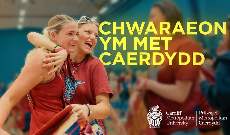 YouTube Thumbnail - Sport at Cardiff Met | Study and Play - Welsh