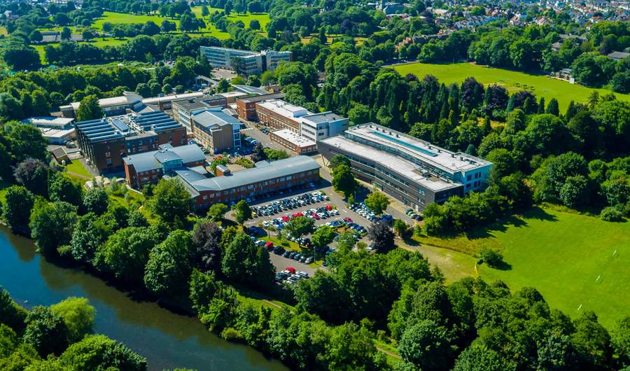 Aerial view of the Llandaff Campus and surrounding green areas