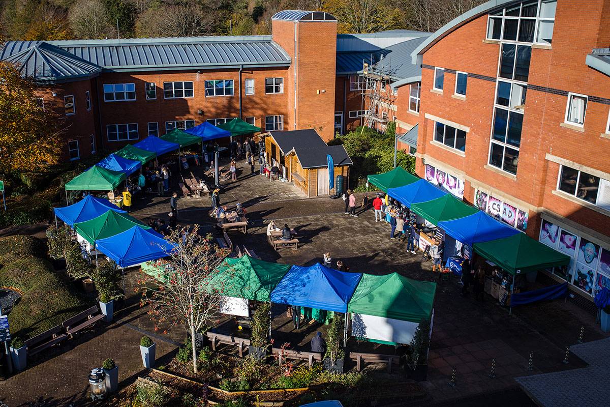 Aerial view of the Cardiff Met Community Day on Llandaff Campus