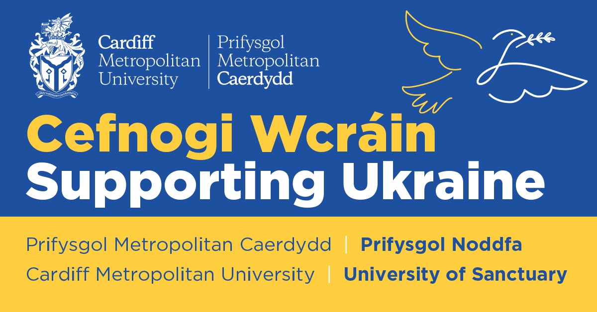 Cardiff Metropolitan University supporting Ukraine as a University of Sanctuary information banner