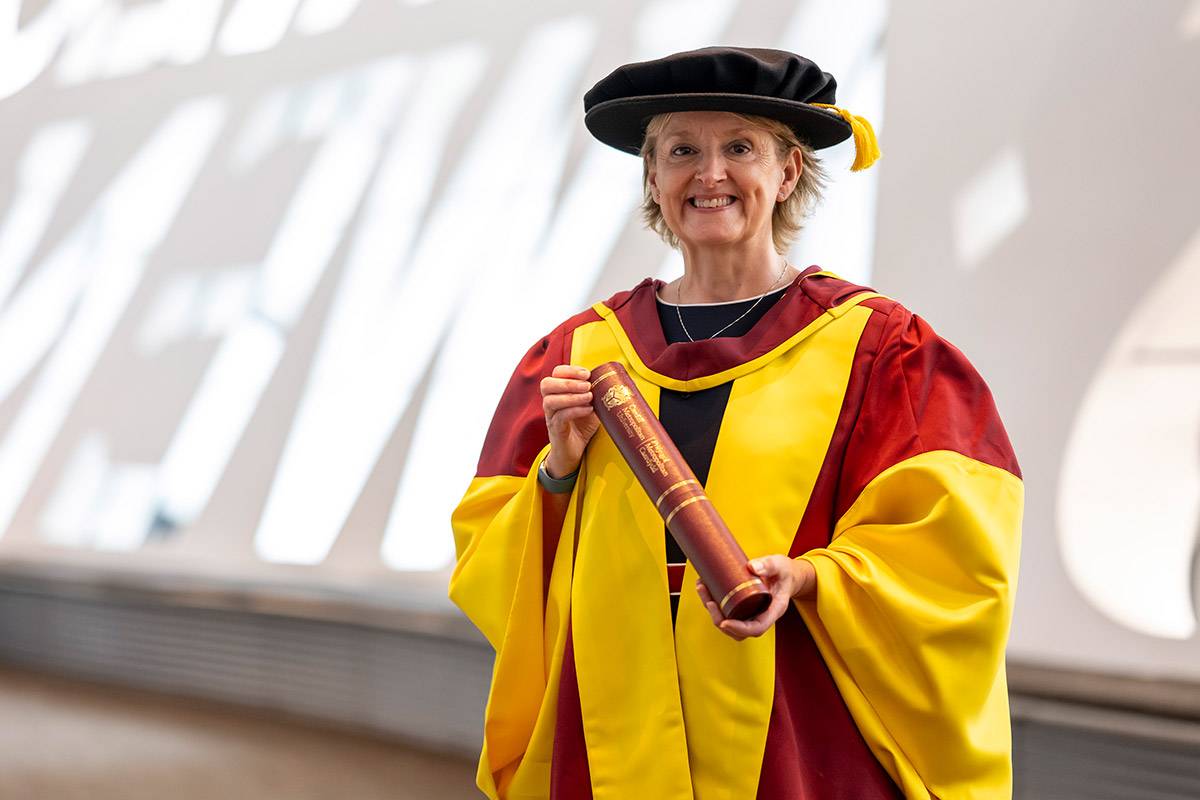 Fiona Kinghorn with their Honorary Doctorate