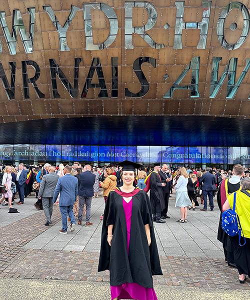 Phoebe Grandfield in graduation gown and cap at Graduation 2023