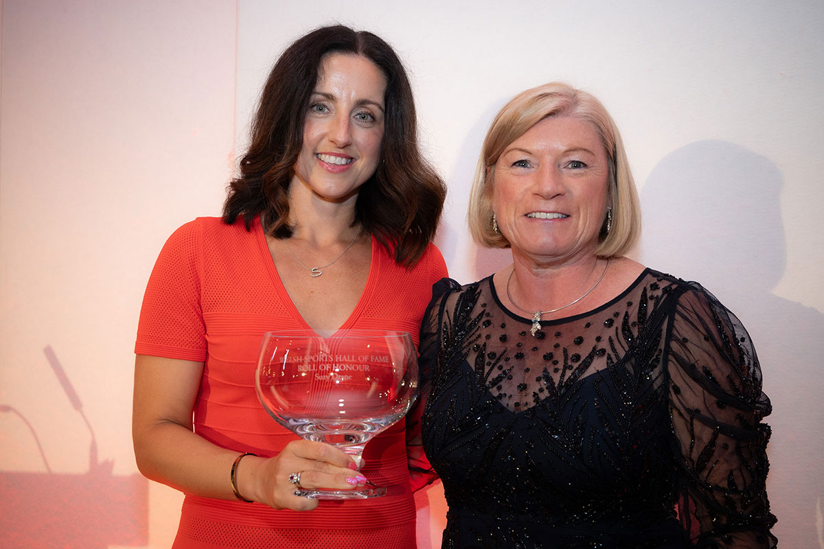 Suzy Drane, left, with President and Vice Chancellor Cara Aitchison